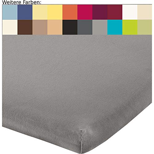 Erwin Müller Topper-Spannbettlaken Freising Elasthan-Jersey-Stretch grau Größe - dehnbar, antipilling, bügelfrei, Rundumgummi (weitere Farben,Größen)