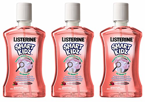 Listerine Smart Kidz Beere Mundspülung, für Kinder ab 6 Jahren, Mundspülung mit Beerengeschmack, 3er Pack (3 x 500 ml)