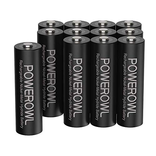 Akku AA 2800mAh Aufladbare POWEROWL (Geringe Selbstentladung, 1200 Zyklen, Vorgeladene) Wiederaufladbare NI-MH Batterien AA Wiederaufladbar (12 Stück)