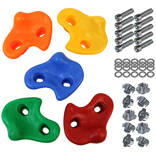 ALPIDEX Kinder Klettergriffe Klettersteine , belastbar bis 200 kg , Verschiedene Stückzahlen bunt, inklusive Befestigungsmaterial - 30 Stück
