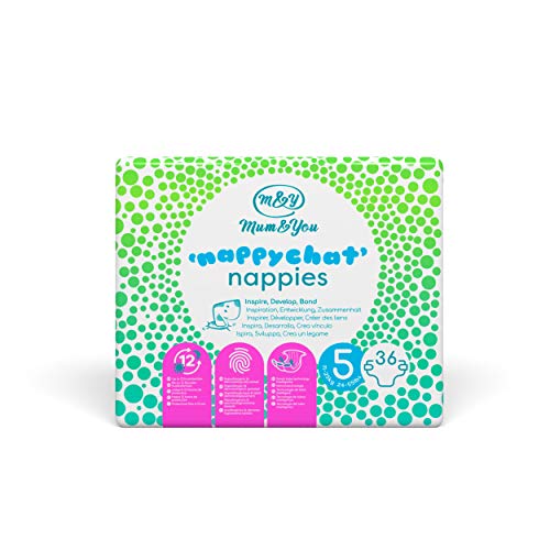 Mum & You Nappychat Öko-Windeln, Größe 5, 3 Packung (108 Windeln) mit Smart-Tube-Technologie für Extra-Auslaufschutz. Hypoallergen, dermatologisch getestet und ohne Lotion, Kleber und Farbstoffe.