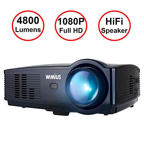 Beamer, WiMiUS T4 4800 Lumens Full HD Video-Beamer unterstützt 1080P 200' Display 50000 Stunden LCD Beamer, Kompatibel mit Amazon Fire TV Stick Laptop Smartphone Xbox über HDMI USB VGA AV