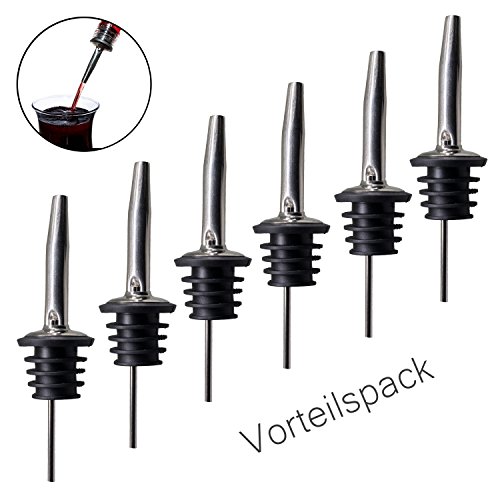 6 Flaschenausgießer, Weinausgießer, Ausgießer für Schnaps, Öl und Wein: MHC premium Portionierer, ideal für Cocktails, Partys, Shots und Bars