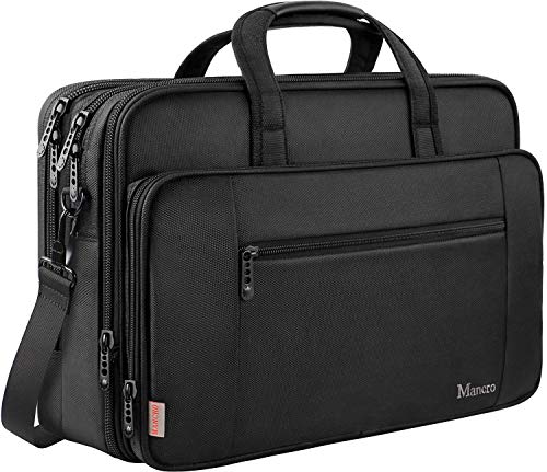 MANCRO 17 Zoll Laptop Tasche, Business Aktentasche große Umhängetasche Wasser Resisatant Multi-funktionale erweiterbare Computer Schultertaschen MEHRWEG