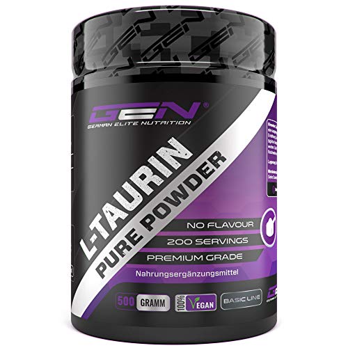 Taurin Pulver - 500 g - Optimale Löslichkeit - Vegan - Rein & ohne Zusätze - Premium L-Taurin Aminosäure - German Elite Nutrition