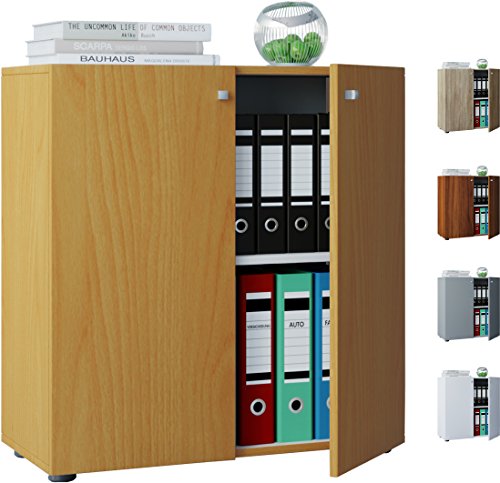 VCM Büroschrank Aktenschrank Bücherregal Universal Ordner Schrank Regal Weiß 70 x 70 x 39 cm 'Vandol Mini'