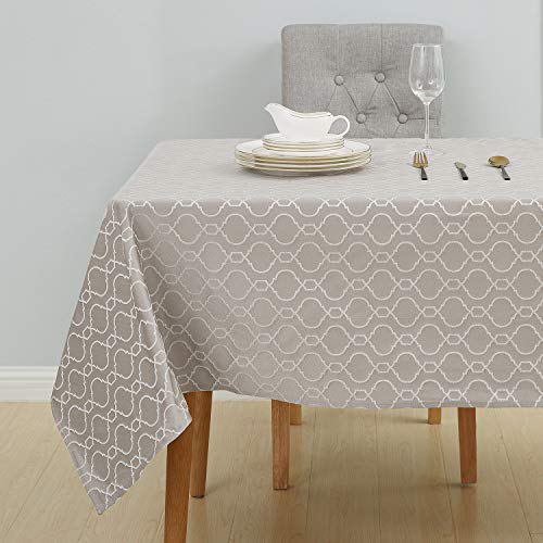 Deconovo Lotuseffekt Tischtücher Wasserabweisend Tischwäsche 140x300 cm Taupe