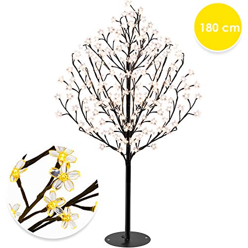 KESSER Kirschblütenbaum | Lichterbaum Indoor Outdoor Metallfuß Stabil | Weihnachten Beleuchtung Leuchtbaum Warmweiß (180cm)