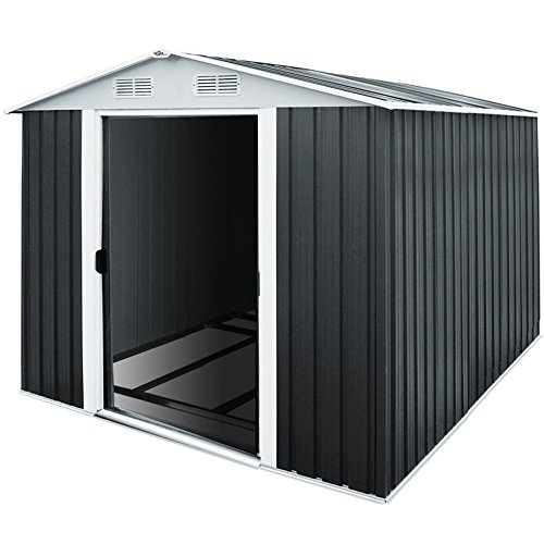 Deuba XXXL Metall Gerätehaus 312 x 257 x 177,5 cm | inkl. verzinktem Bodenkranz & Schiebetüren | Geräteschuppen Garten Schuppen Gartenhaus | Anthrazit | Modellauswahl