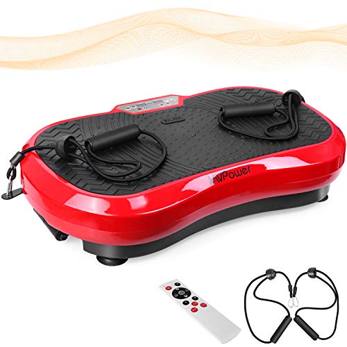 MVPower Fitness Ultraflache Vibrationsplatte mit Leisem 1000-Watt Motor | LCD Display | 120 Level | Inkl. Fernbedienung, Trainingsbänder,belastbar bis 180 kg