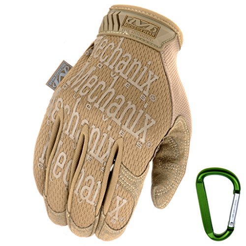 Mechanix WEAR ORIGINAL Einsatz-Handschuhe, atmungsaktiv & abriebfest + Gear-Karabiner, Original Glove in Schwarz, Coyote, Multicam/Größe S, M, L, XL