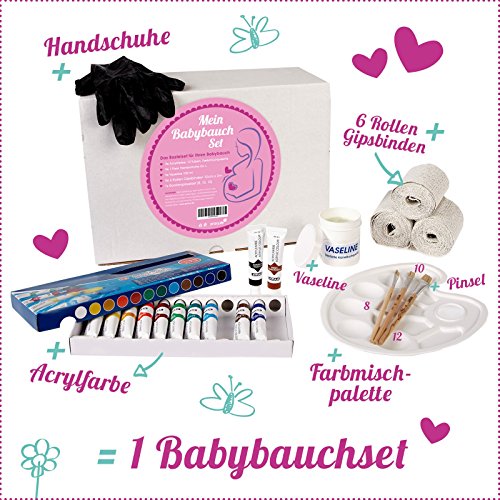 Babybauch 3D Set für Gips-Abdruck vom Schwangerschaftsbauch 24-teilig mit 6 Gipsbinden von praxy