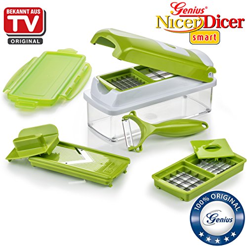 Genius Nicer Dicer Smart | 9 Teile | Schneiden | Würfeln | Hobeln | Schälen | Aufbewahren | Obst- und Gemüse-Schneider | NEU