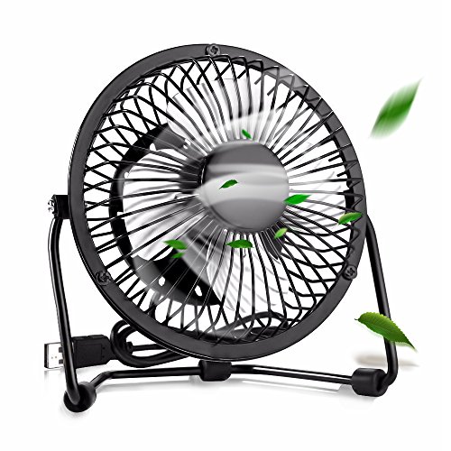 Mini USB Ventilator , solawill Mini Tischventilator klein Tragbar 360° Drehung Neigbar USB Ventilator super leisem Metall-Lüfter für PC MAC Notebook, Büro zu Hause Schule - Schwarz