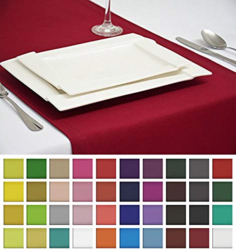 Rollmayer Edle Tischläufer Tischdecke Tischtuch Tischwäsche Pflegeleicht Kollektion Vivid (Weinrot 13, 40x200cm)
