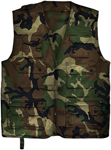 Outdoor Jagd- Angler Weste mit vielen praktischen Taschen? Farbe Woodland Größe XL