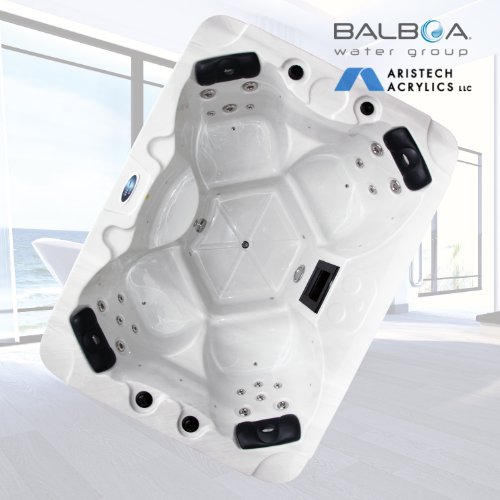 perfect-spa Whirlpool 'Los Angeles' Indoor / Outdoor 4 Personen Whirlpools Aussenwhirlpool Hot Tub Spa Außenwhirlpool Baboa Steuerung (Wanne SkyWhite, Außenverkleidung Schwarz)