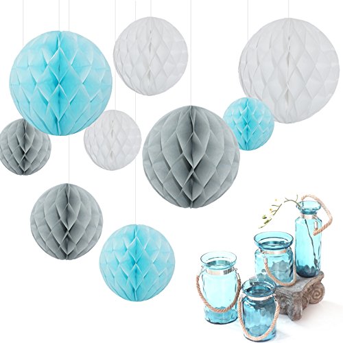 Feelshion 9 Stü. Wabenball Set Pompoms Honigwabe Dekoration Partydekoration für Baby Shower Geburtstag