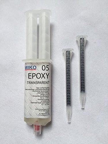 MIKO 2K Epoxidharz Klebstoff 5 Minuten 25 ml inkl. 2 Tüllen für Metall Beton Holz Glas Kunststoff Keramik Graphit PU