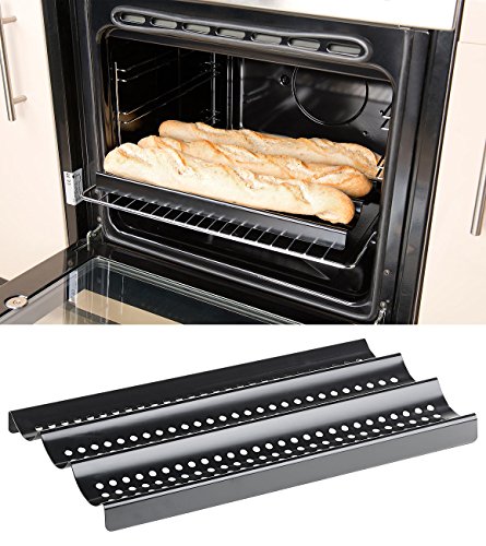 Rosenstein & Söhne Ofenbleche für Baguettes: Baguette-Backblech aus Karbonstahl, Anti-Haft-beschichtet (Baguette-Blech für Küche, Backofen)