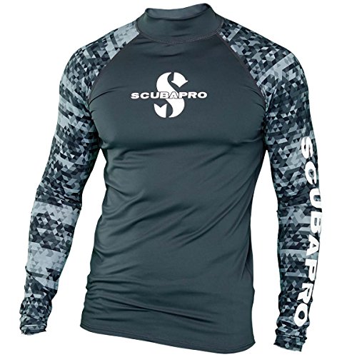 SCUBAPRO Rash Guard Langarm Herren Slim Fit UV-Shirt UV Schutz (Graphite, XXL)