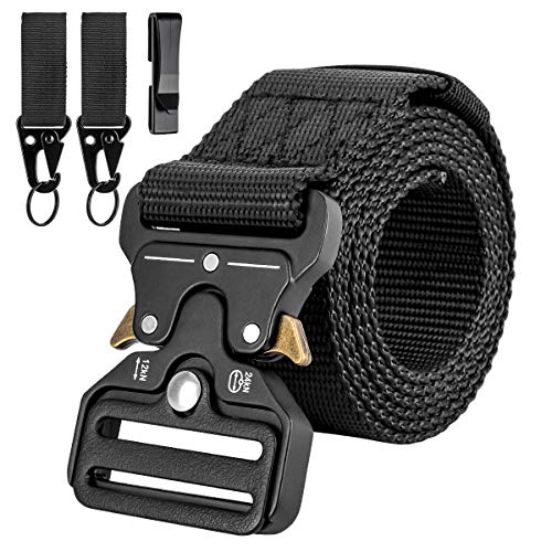 LC-dolida Taktischer Gürtel, Militär-Stil Sicherheitsggurte Beutegürtel mit 2 Taktischen Schluesselhaken&Gürtelschnalle,Taktische Pflicht Rigger Gürtel für Outdoor Sport Camping Jagen