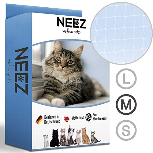 NEEZ transparentes Katzennetz für Balkone - hervorragende Sicht - Verschiedene Größen können zugeschnitten Werden (3 x 6 Meter)