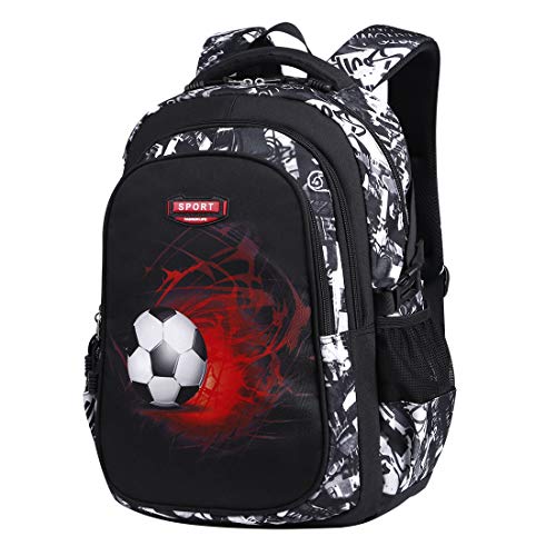 Asge Schulrucksack Jungen Teenager Schultaschen Mädchen Ranzen Ergonomischem Kinder Rucksäcke Fußball Druck Schulranzen für 8 10 15 Jahre School Bags for Boys Wasserdicht Schulranzen Groß für Schule