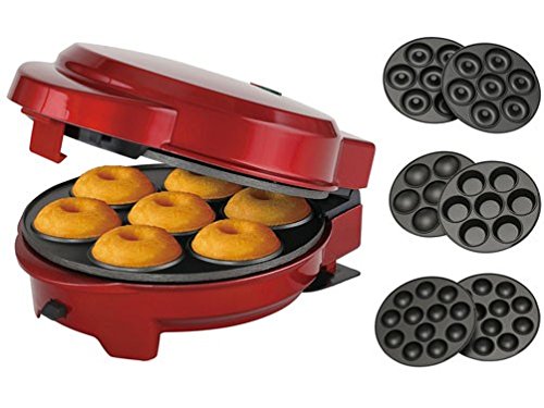 Melissa 3in1 Donut Muffin und Popcake-Maker 3 auswechselbare Backplatten, metallic rot