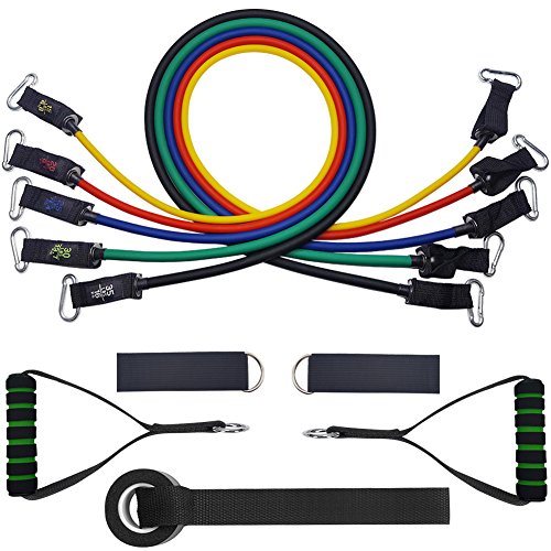 Loowoko Resistance Bands Widerstandsband Set, Fitnessbänder Set Gymnastikband mit Türanker, Griffen, Knöchelriemen für Ganz-Körper-Workout Yoga Pilates Fitness