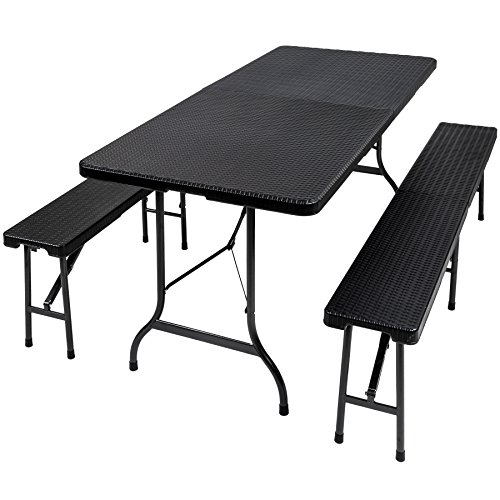 TecTake Campingmöbel Set Bierzeltgarnitur Camping Garnitur klappbar - diverse Farben - (Schwarz | Nr. 402209)
