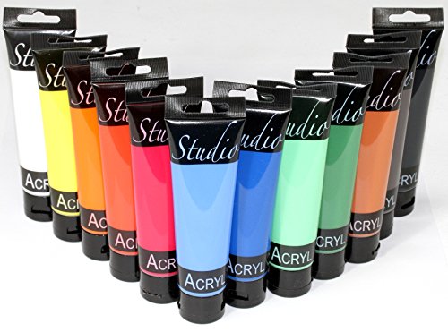 MAGI Studio-Acryl Farbset 12 x 100 ml Tube, insgesamt 1.200 ml Künstlerfarbe