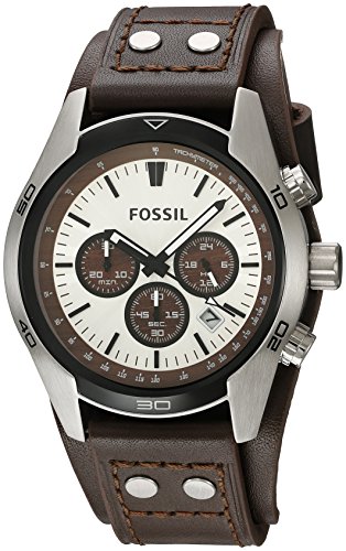 Fossil Herren Chronograph Quarz Uhr mit Leder Armband CH2565