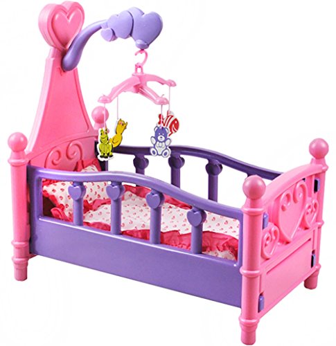 Puppenbett Accessoires Decke Kissen Karussell Rosa Himmel #1400