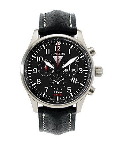 Junkers Herren-Armbanduhr XL Hugo Chronograph Quarz Leder 66842