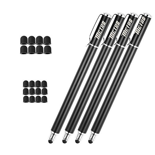 METRO 2 in 1 Premium Eingabestift Touchstift Stylus mit 20 X Ersatzspitzen für iphone ipad Samsung Galaxy Smartphones und Tablets (Schwarz)