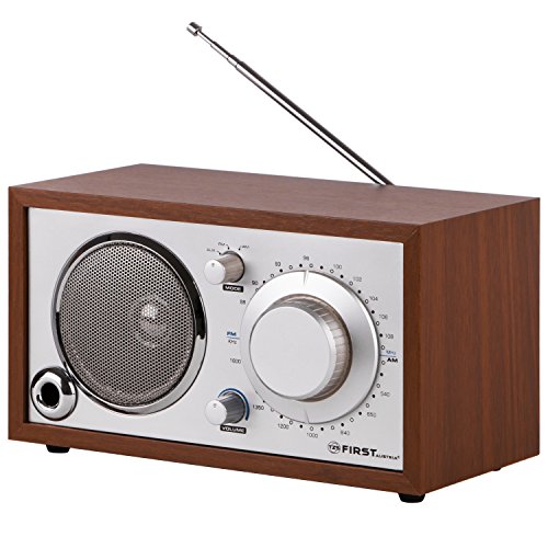 TZS First Austria - Retro Radio mit AUX-IN für Handy, AM/FM, Kristallklarer Klang, Bassreflexrohr, Nostalgieradio, Küchenradio Holz Gehäuse AM/FM