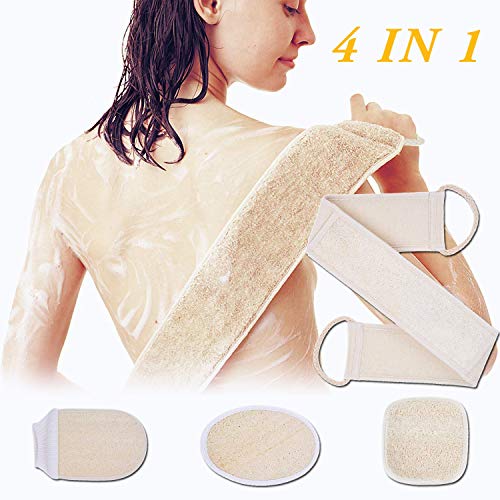 Luffaschwämme Rückenschrubber FEIGO Rücken Gurt 70x8x28 Luffa Handschuhe Luffa Handschuh Luffa Pad Luffa gurke Luffaschwamm Natur Schwamm für Duschen, Körper und Gesichts Peeling, Durchblutung