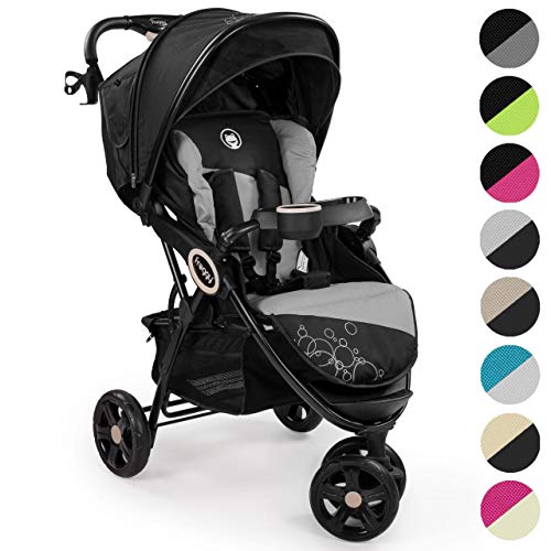 Froggy Kinderbuggy DINGO Kinderwagen Buggy Jogger ultraleicht 5-Punkt-Sicherheitsgurt kompakt zusammenklappbar Liegefunktion Sonnenverdeck SPACEGRAY