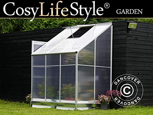 Dancover Anlehngewächshaus Polycarbonat 2,4m², 1,25x1,92x2,21m, Aluminium