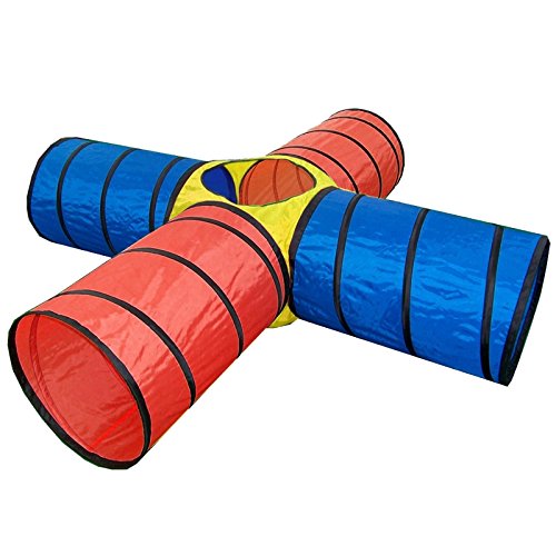 Spieltunnel Krabbeltunnel Krabbeltonne Kriechtunnel Tunnel Kinderzelt in 4 verschiedenen Ausführungen (4 Röhren Krabbeltunnel)