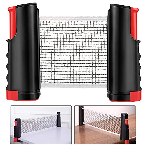 Weego Tischtennisnetze Tischtennis Netze, Justierbarer Einziehbares Netz Ping Pong Ersatznetz, Beweglicher Reisehalter - Einstellbare Länge 170(max) x 14,5cm (Noir)