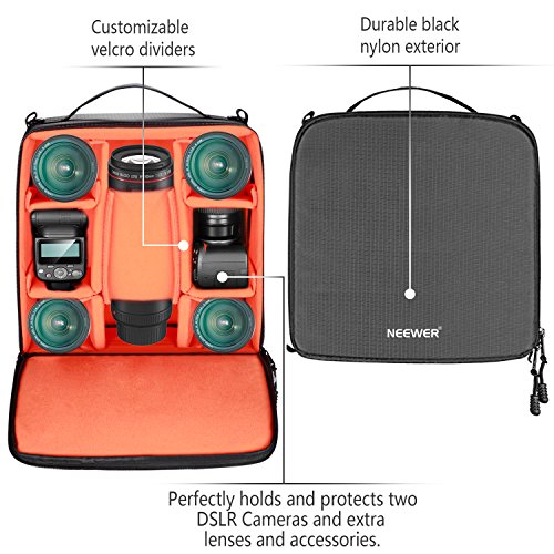 Neewer Wasserdicht Stoßfest Flexible Partition Kamera Gepolsterte Tasche SLR DSLR einfügen Schutz Top Griff Tasche für spiegellose Kameras und Objektive, Blitzlicht, Radio-Auslöser, Akku und Ladegerät, Kabel und andere Kamera-Zubehör