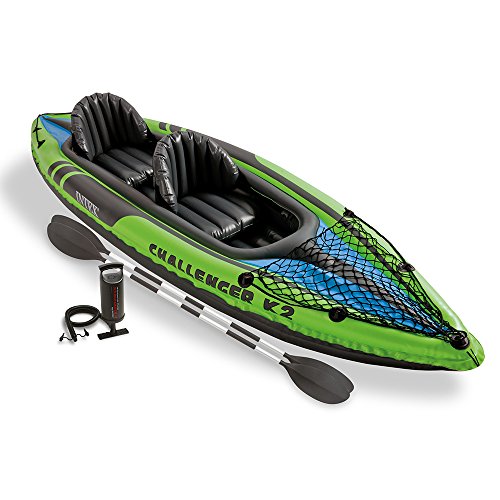 Intex Schlauchboot Aufblasbares Kajak Boot Challenger K2 Phthalates Free Inkl. 84 Paddel und Luftpumpe, 351 X 76 X 38 cm, 68306NP