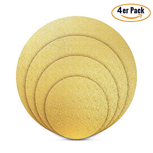 BACKHERZ Premium Cakeboard Rund 4er Set - Ø 15 + 20 + 25 + 30cm - Kuchenplatte Tortenunterlage Tortenplatte - 3mm Dick - Lebensmittelecht | Für Transport und Deko