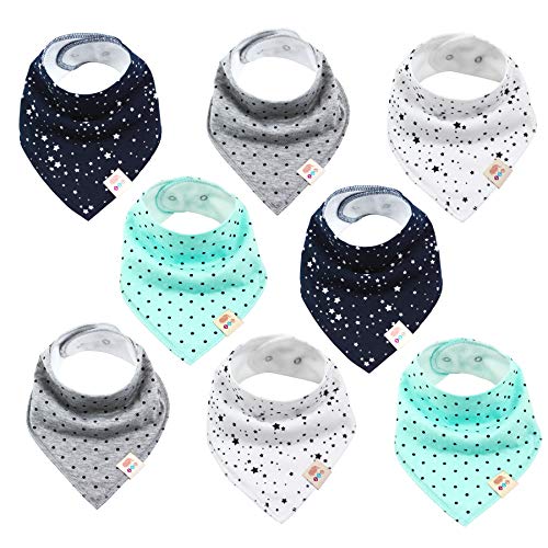 Baby Dreieckstücher 8 Stück Halstuch süße unisex aus Baumwolle mit verstellbaren Druckknöpfen Spucktuch Lätzchen für Kleinkinder Jungen und Mädchen (Set Unisex)
