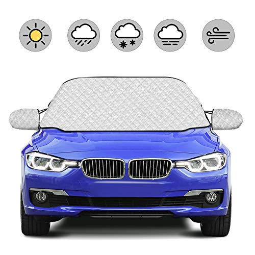 HOKEKI Frontscheibenabdeckung Auto Scheibenabdeckung Windschutzscheibe Magnet Eisschutzfolie Wasserdichte Abdeckung Anti Sonne, Frost, Eis, Schnee, Wind, Staub mit 2 Spiegelabdeckungen S (147*120 cm)