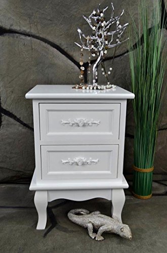 Livitat Nachttisch Nachtschrank Nachtkonsole Nachschränckchen Nachtkommode Weiß barock LV4011 (2 Schubladen)