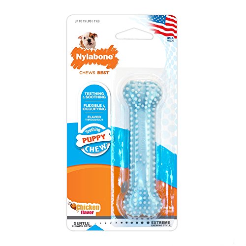 Interpet NBP901PEU Nylabone für Welpen, Kauspielzeug für den Zahnwechsel - blau, Hühnergeschmack, XS
