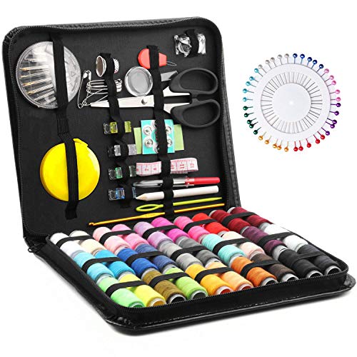 Wellocean Nähset mit 72 Nähzubehör und 12 PVC-Garnrollen,Nähkästchen für Anfänger,Kinder,Reisen,Camping und Heim